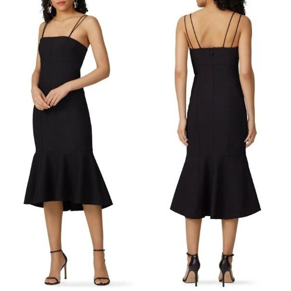 Cinq A Sept Salina Mermaid Hem Double Straps Sheath Dress Black Women's Size 2